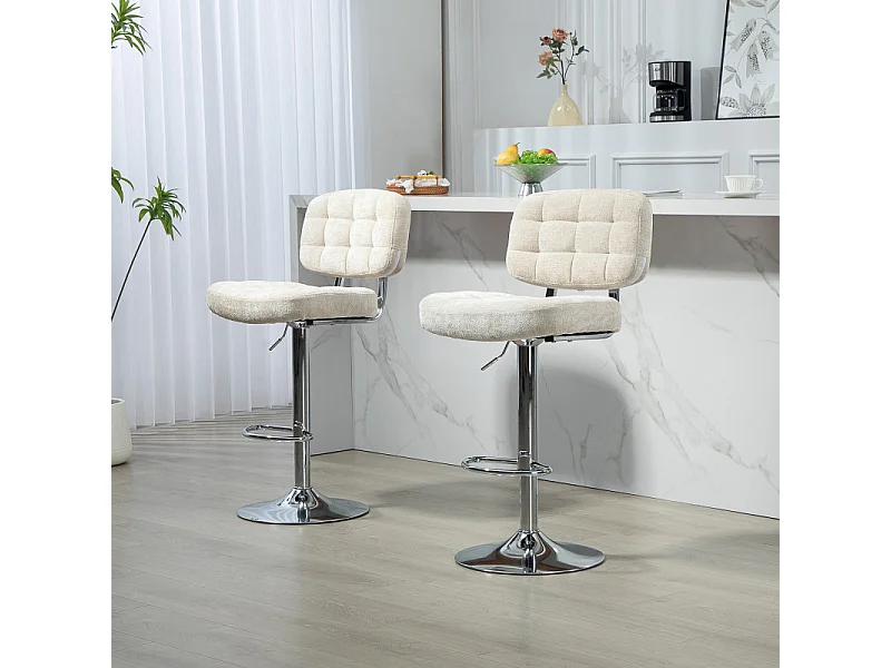 Lot de 2 tabourets de bar ZELIE noir et beige