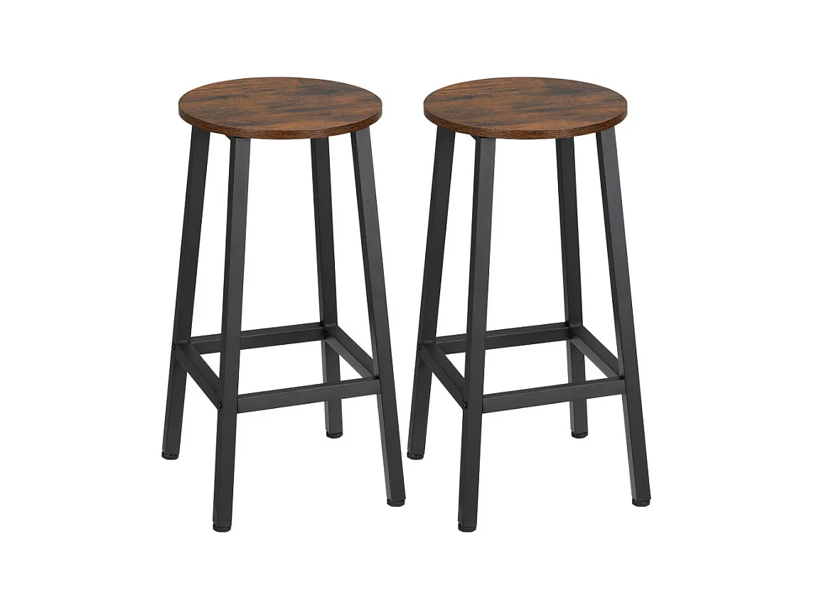 Lot de 2 tabourets de bar STEFFEN noir et bois vieilli