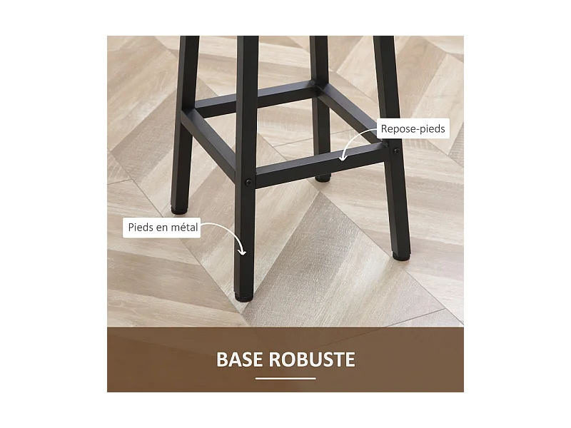 Lot de 2 tabourets de bar STEFFEN noir et bois vieilli