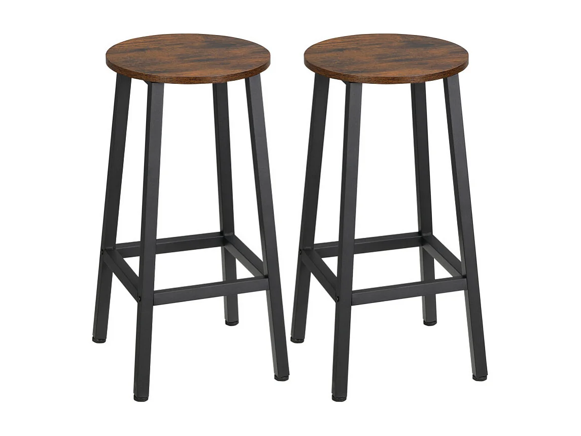 Lot de 2 tabourets de bar STEFFEN noir et bois vieilli