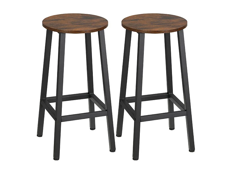 Lot de 2 tabourets de bar STEFFEN noir et bois vieilli