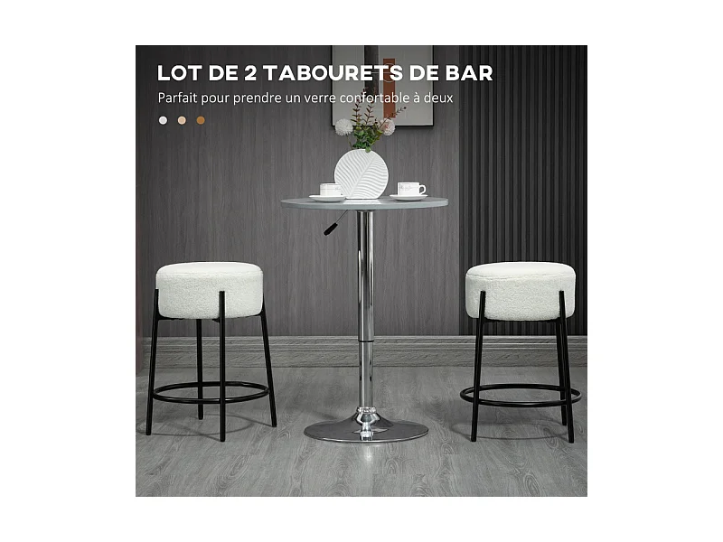 Lot de 2 tabourets de bar Tabouret de bar MILAN noir et blanc