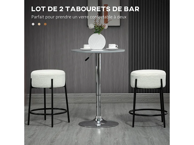 Lot de 2 tabourets de bar Tabouret de bar MILAN noir et blanc