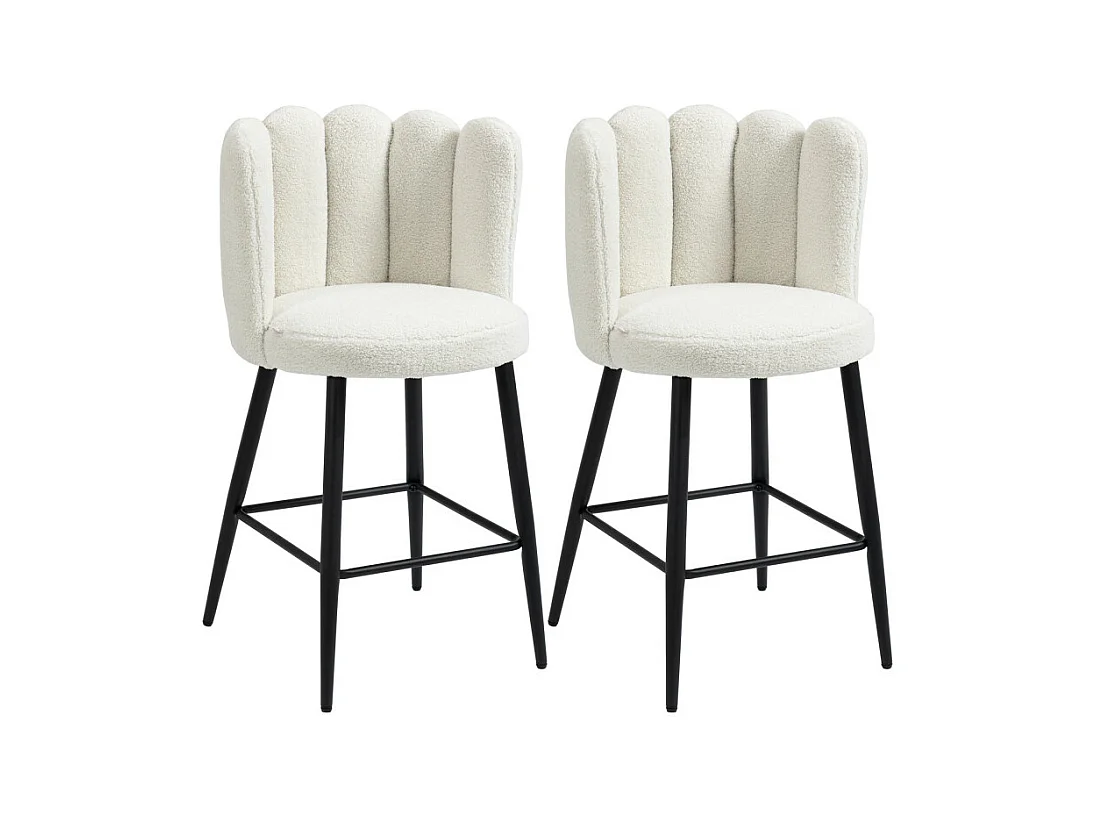 Lot de 2 tabourets de bar PENELOPE noir et blanc