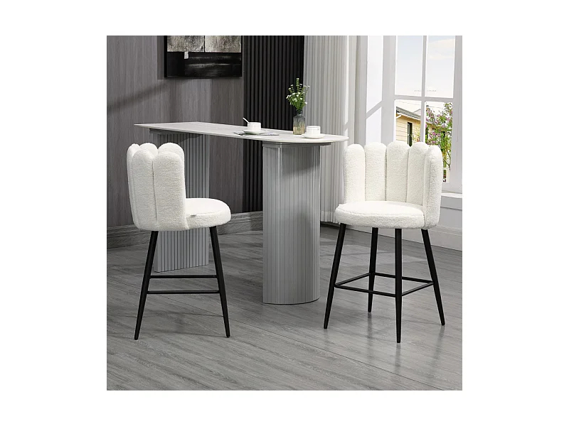 Lot de 2 tabourets de bar PENELOPE noir et blanc