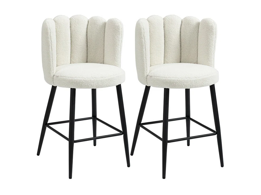 Lot de 2 tabourets de bar PENELOPE noir et blanc