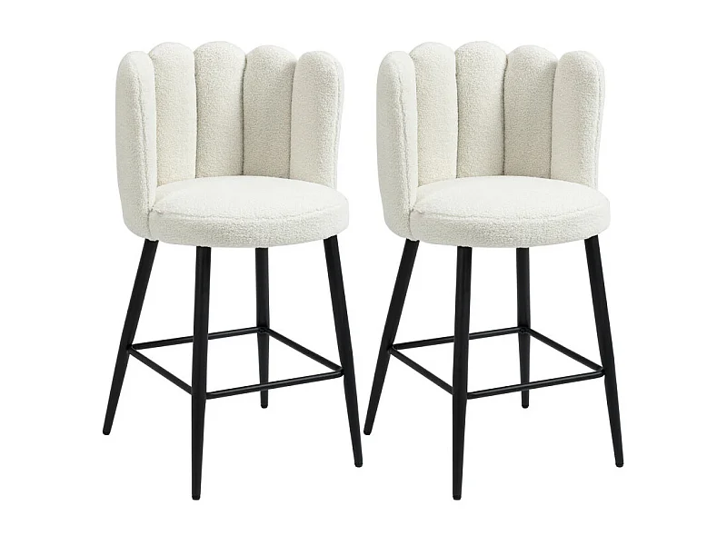 Lot de 2 tabourets de bar PENELOPE noir et blanc