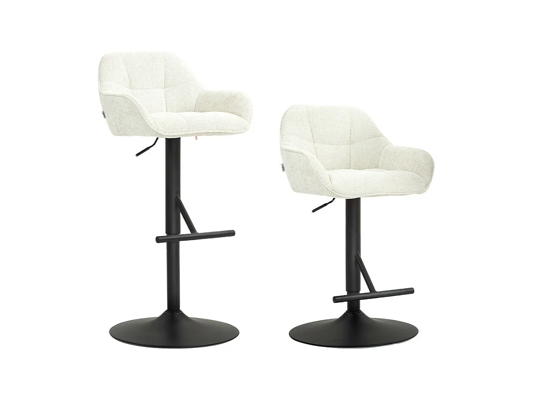 Lot de 2 tabourets de bar LILOU crème et noir