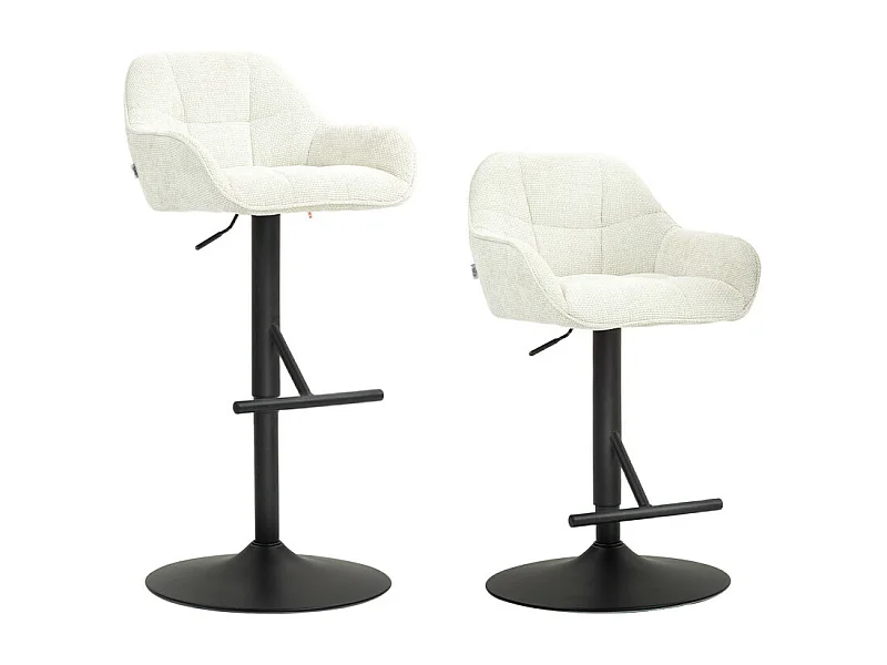 Lot de 2 tabourets de bar LILOU crème et noir
