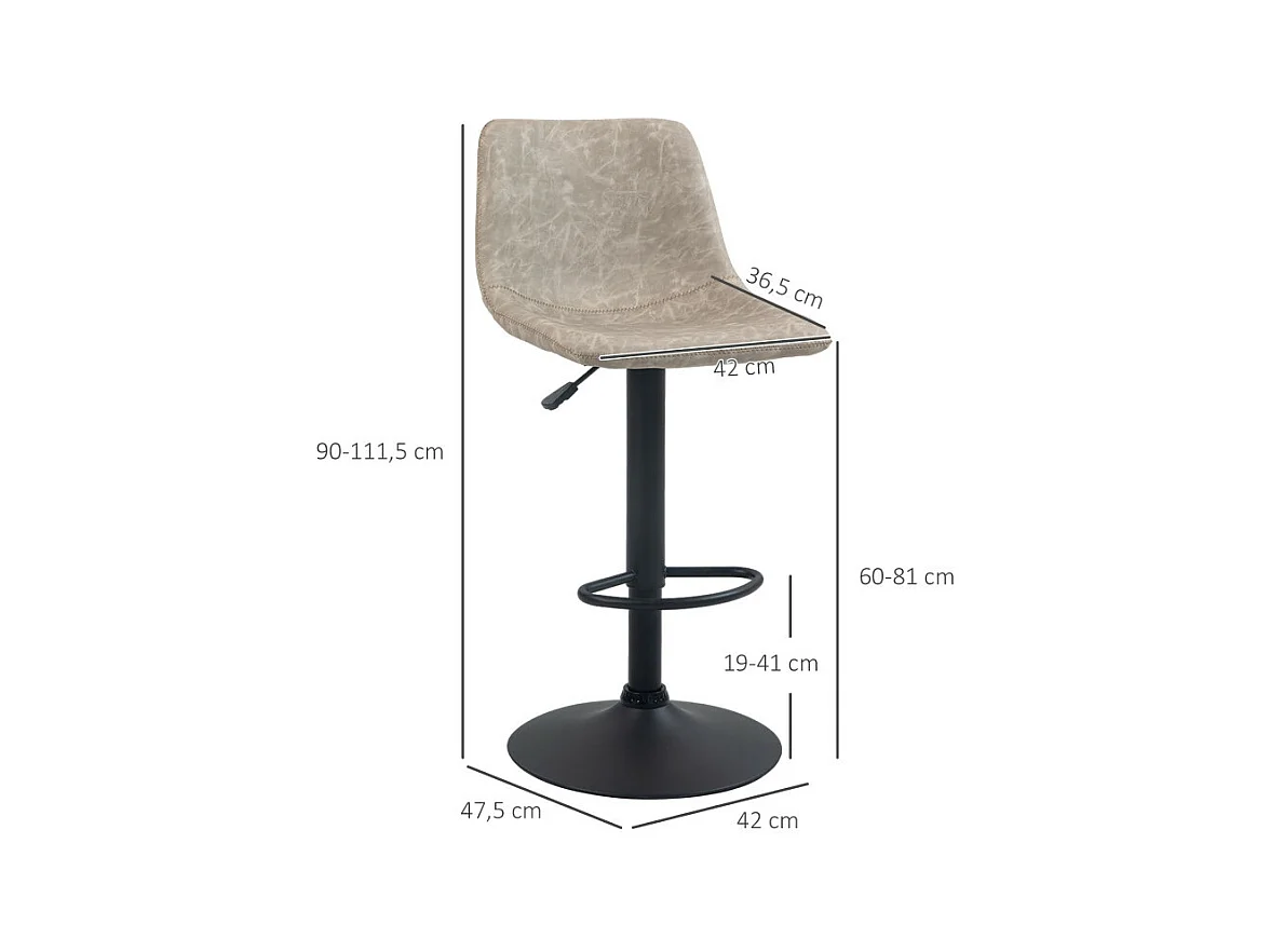 Lot de 2 tabourets de bar Tabouret de bar BERT noir et blanc