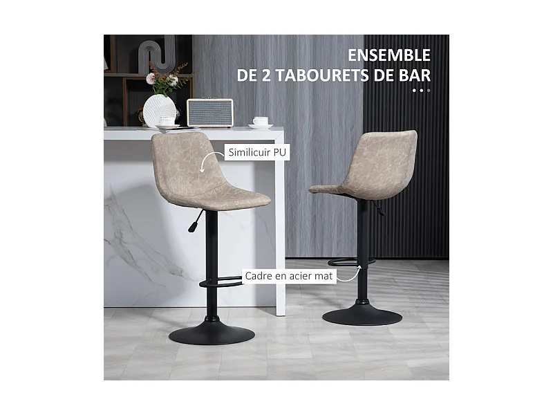 Lot de 2 tabourets de bar Tabouret de bar BERT noir et blanc