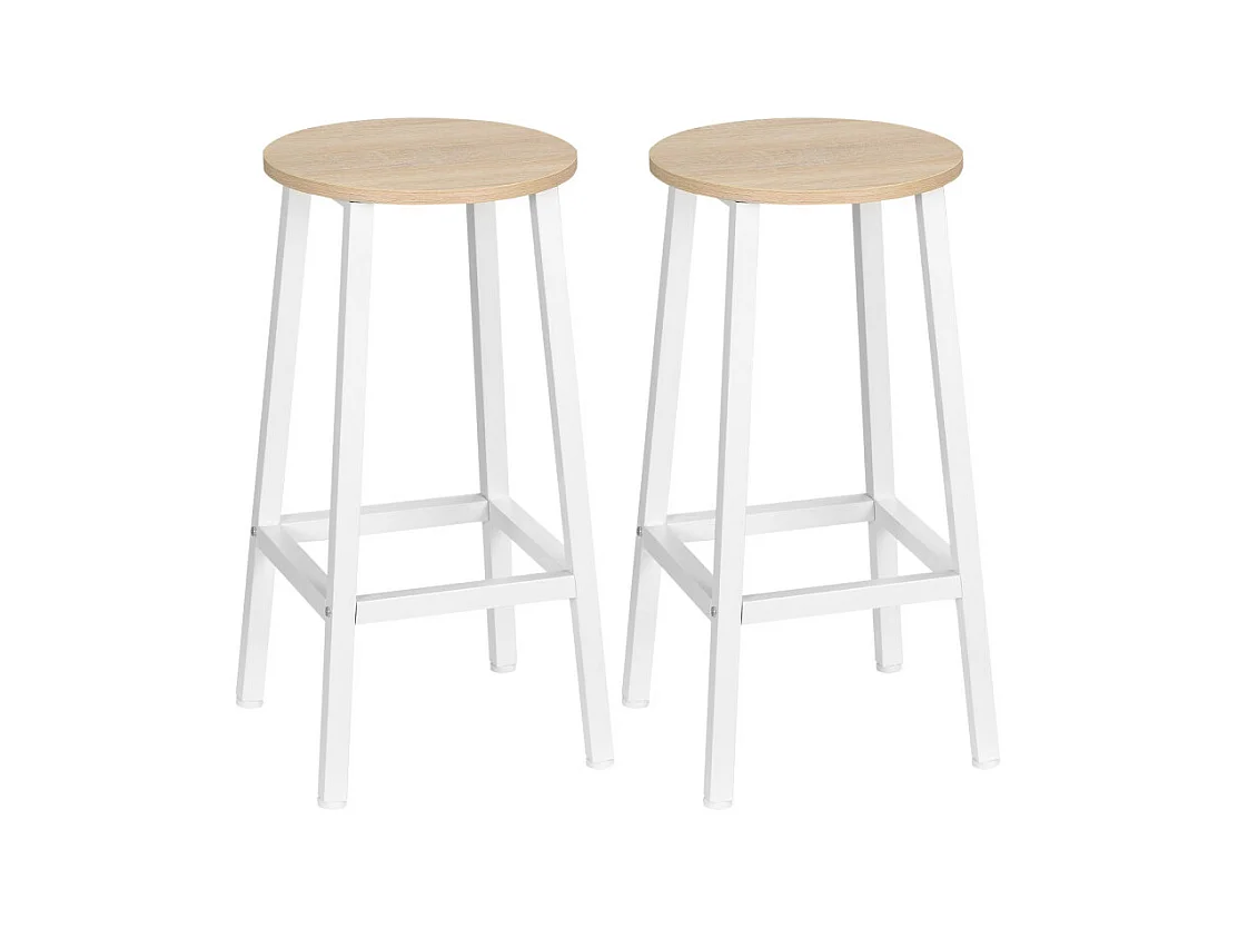 Lot de 2 tabourets de bar SAFREN blanc et bois naturel