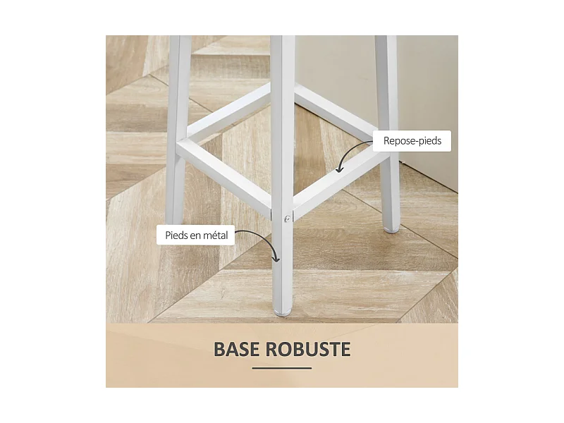 Lot de 2 tabourets de bar SAFREN blanc et bois naturel