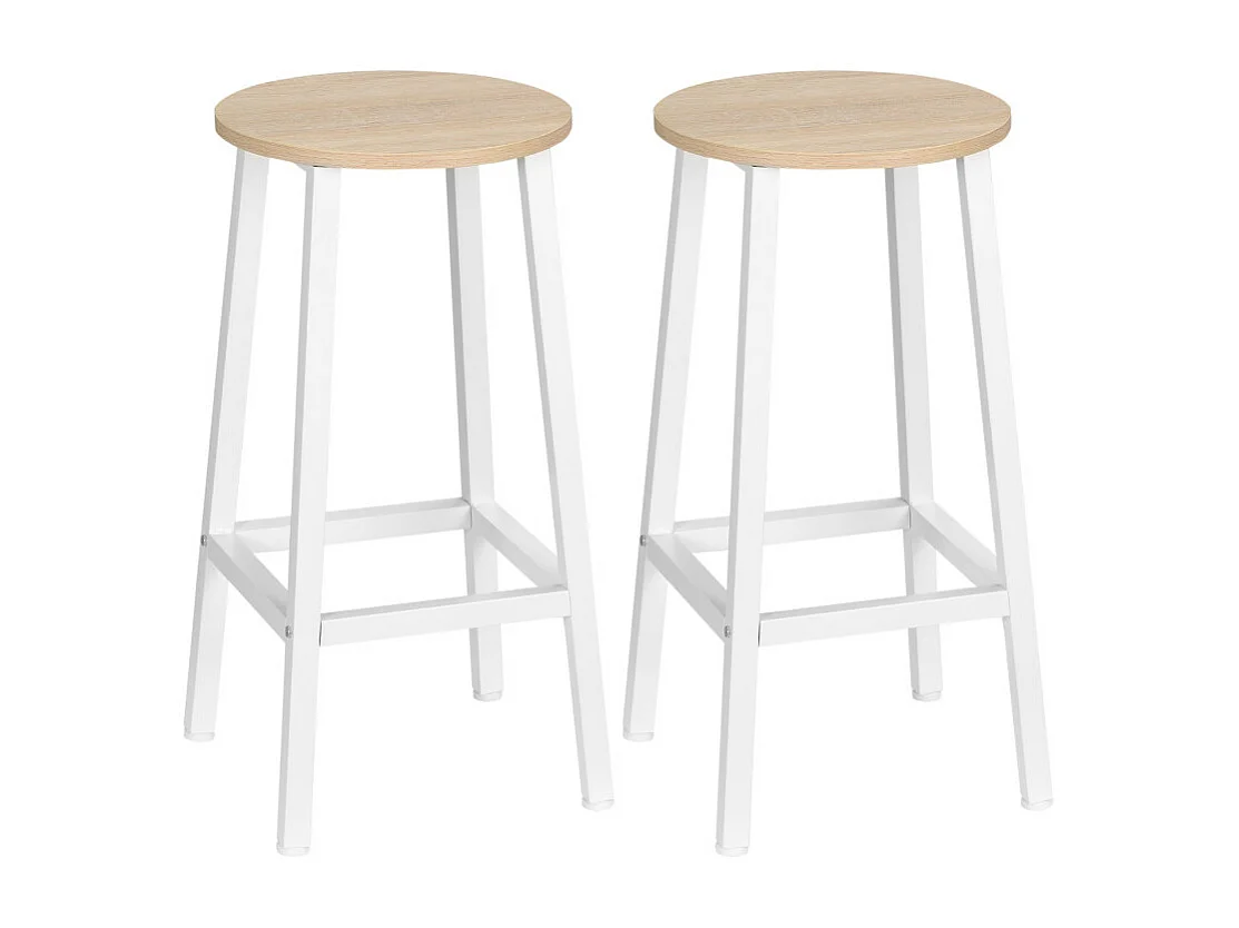Lot de 2 tabourets de bar SAFREN blanc et bois naturel