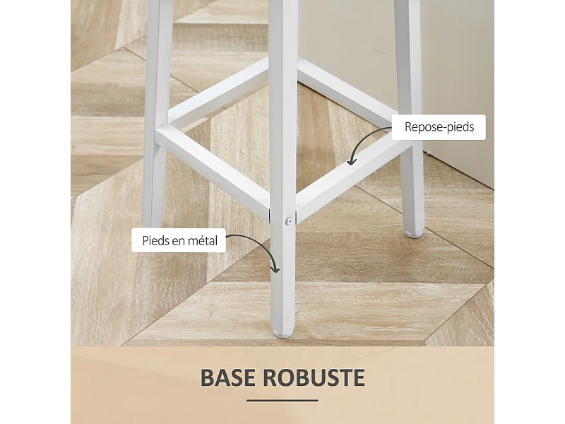 Lot de 2 tabourets de bar SAFREN blanc et bois naturel