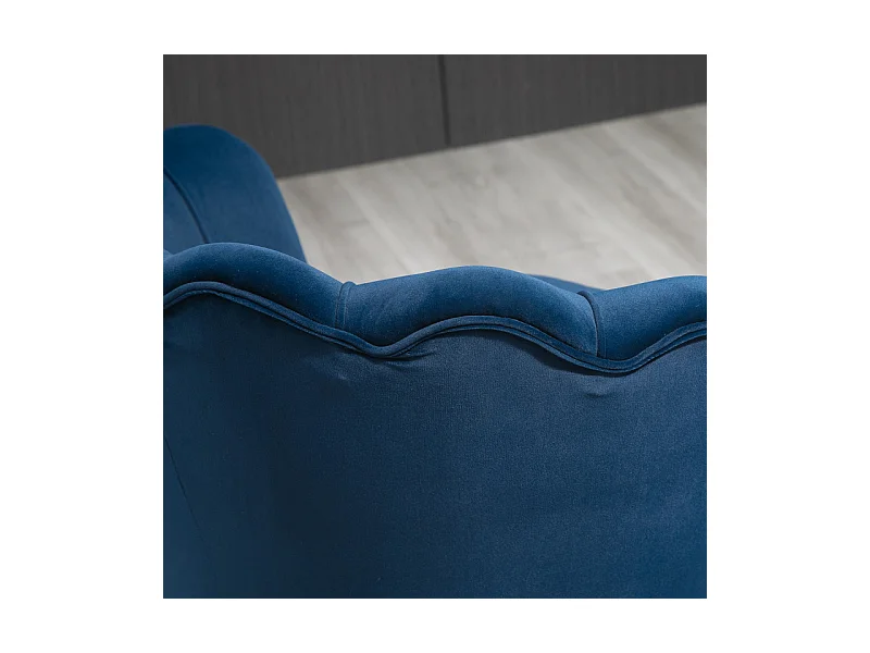 Fauteuil design coquillage pieds métal doré velours