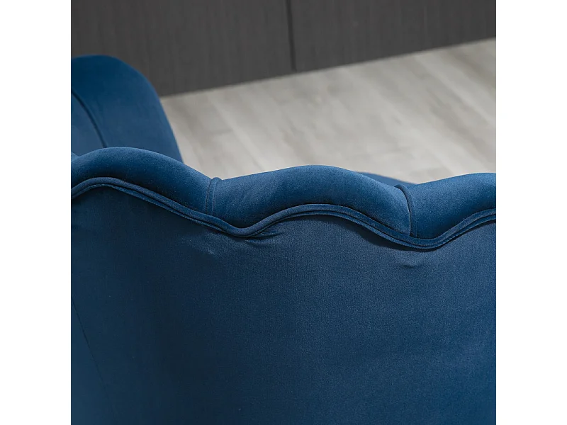 Fauteuil design coquillage pieds métal doré velours