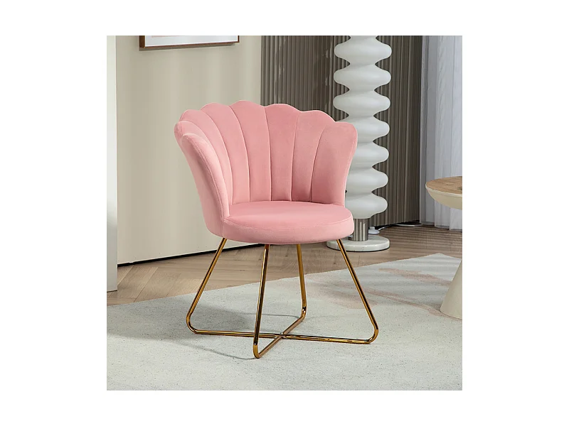 Fauteuil design coquillage ELIPS rose poudré