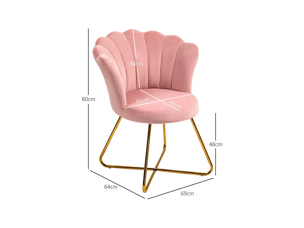 Fauteuil design coquillage ELIPS rose poudré