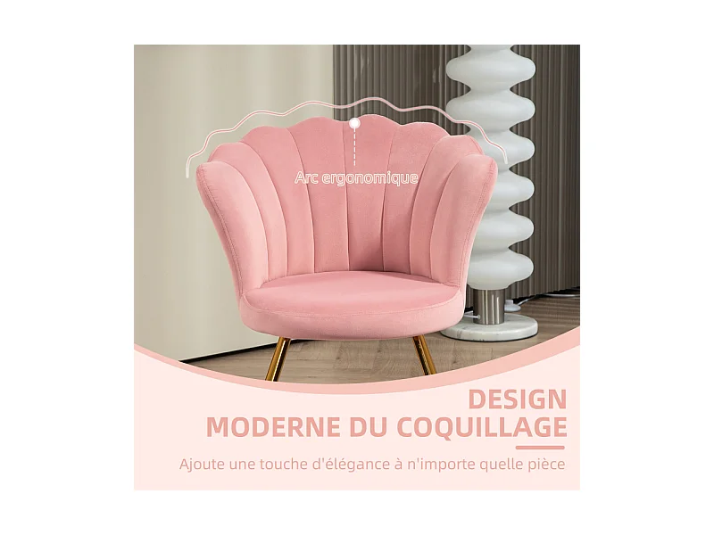 Fauteuil design coquillage ELIPS rose poudré