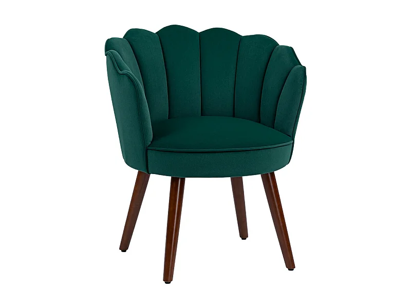 Fauteuil design coquillage piètement bois hévéa velours