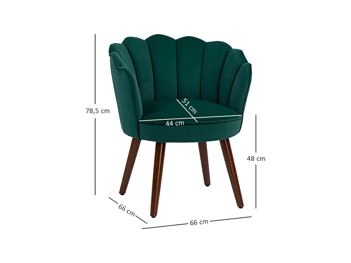 Fauteuil design coquillage piètement bois hévéa velours