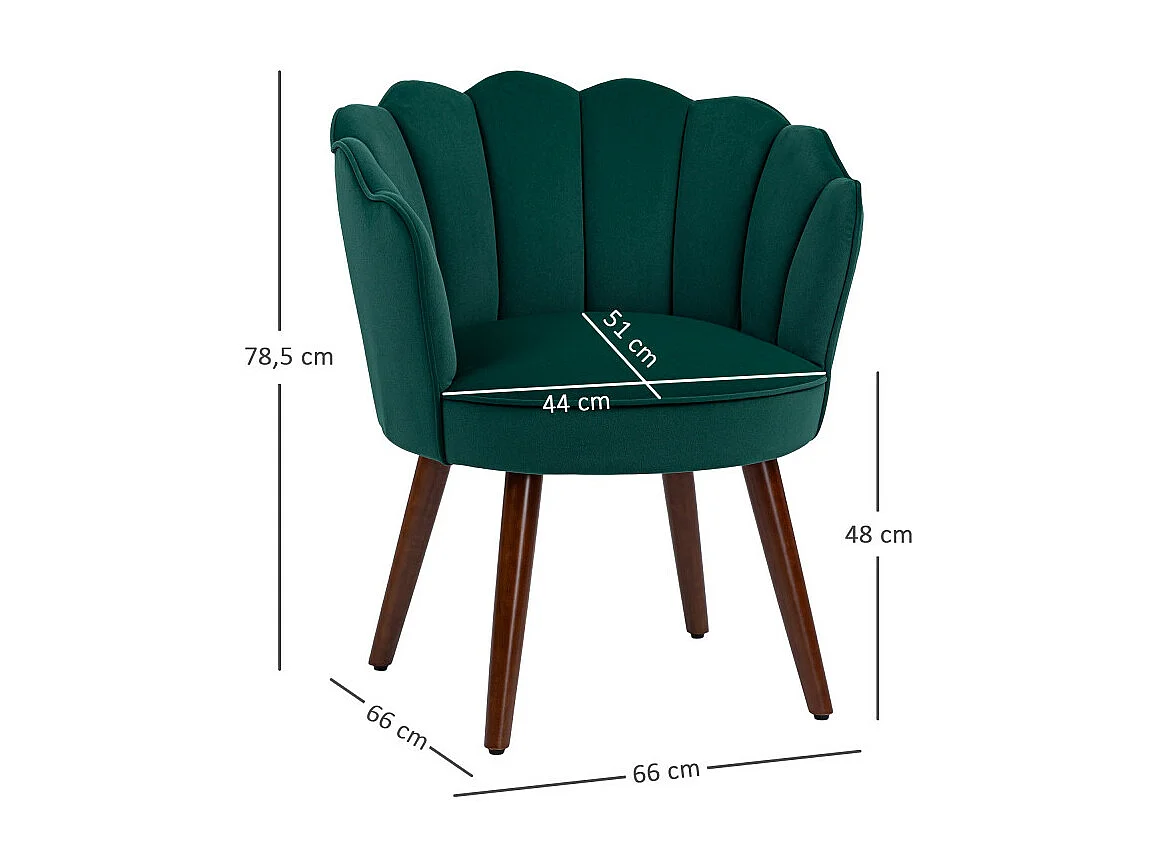 Fauteuil design coquillage piètement bois hévéa velours