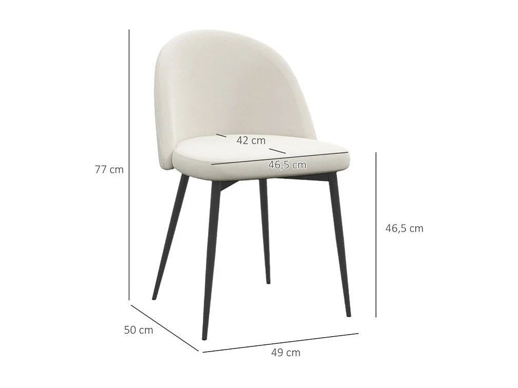 Lot de 2 chaises design IVORY crème