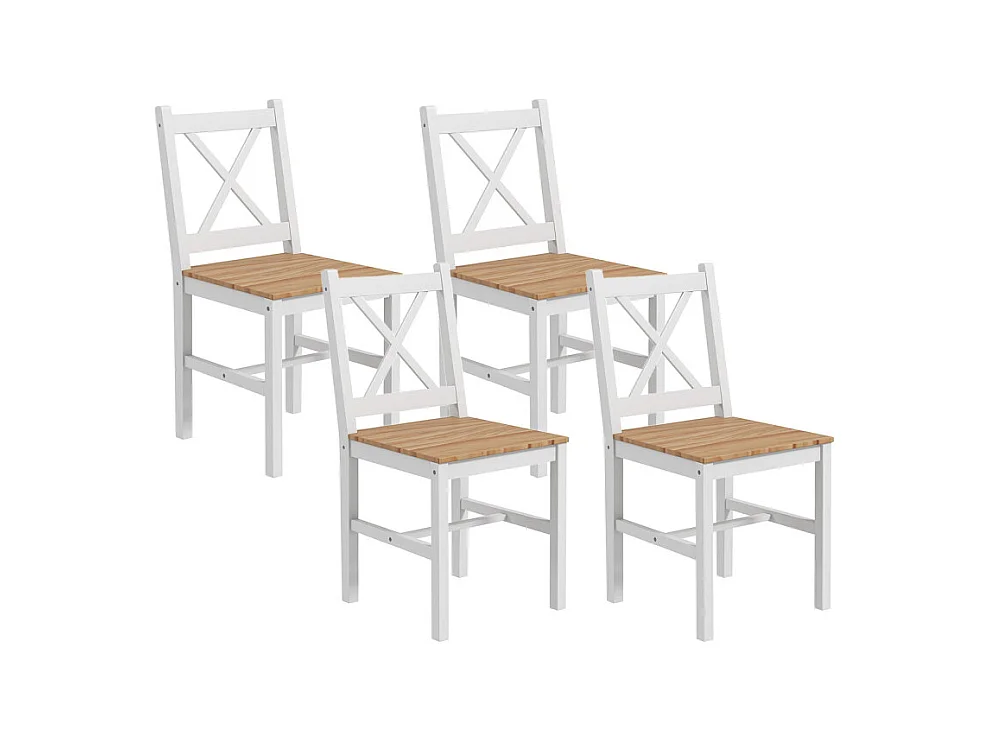 Lot de 4 chaises SONNY bois et blanc