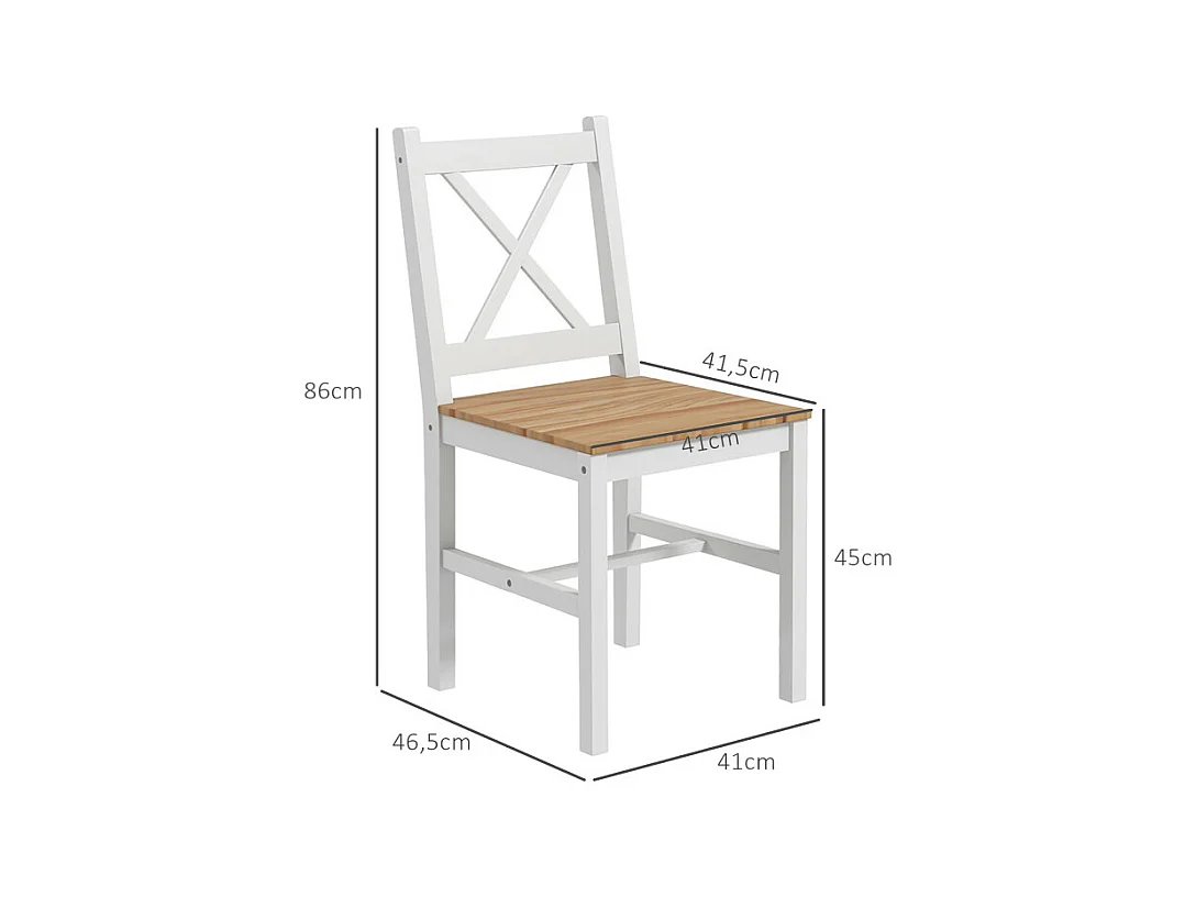 Lot de 4 chaises SONNY bois et blanc