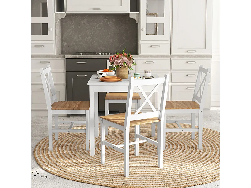 Lot de 4 chaises SONNY bois et blanc