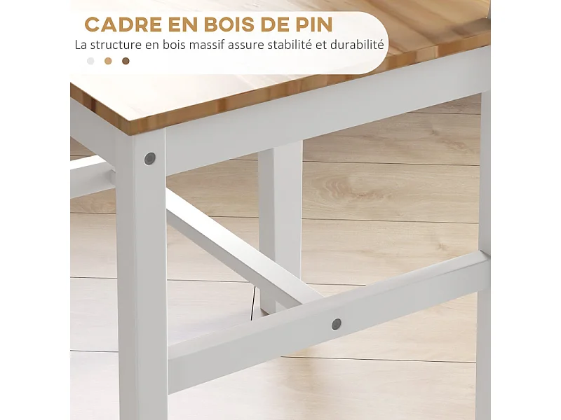 Lot de 4 chaises SONNY bois et blanc