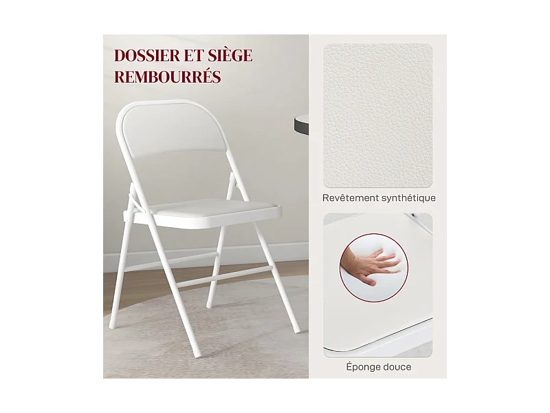 Lot de 4 chaises pliantes LARRY blanches