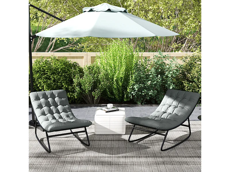 Lot de 2 chaises à bascule avec matelas SOPHY gris et noir