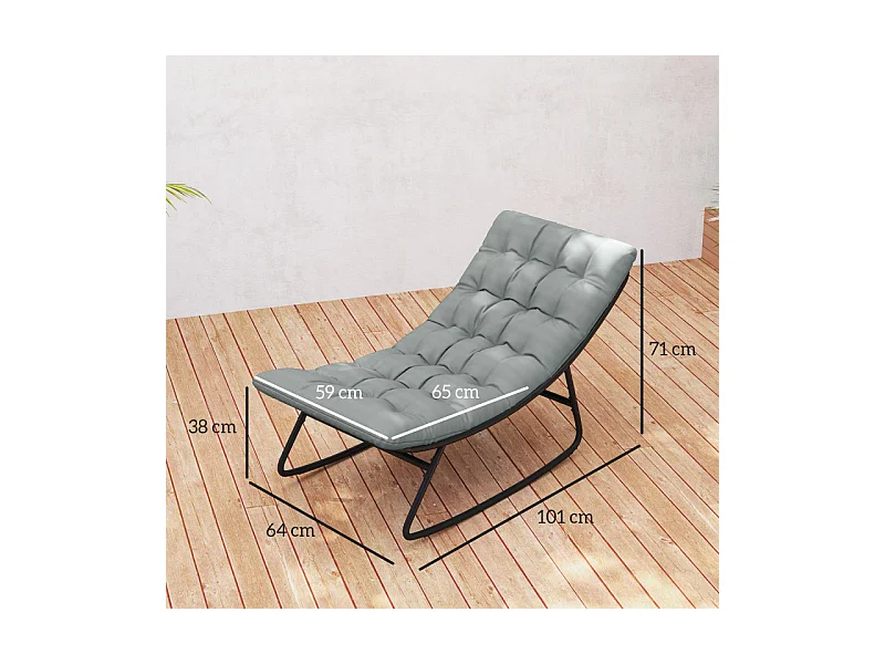 Lot de 2 chaises à bascule avec matelas SOPHY gris et noir