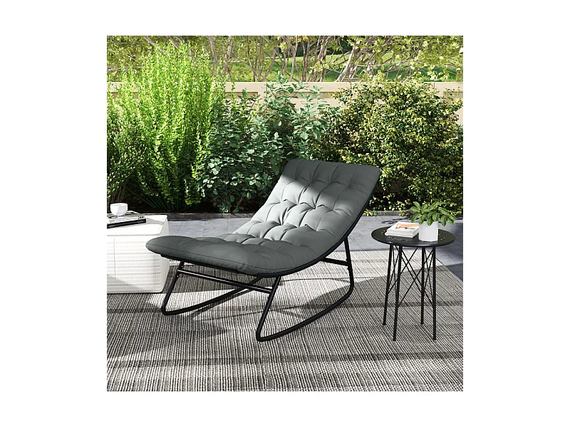 Lot de 2 chaises à bascule avec matelas SOPHY gris et noir