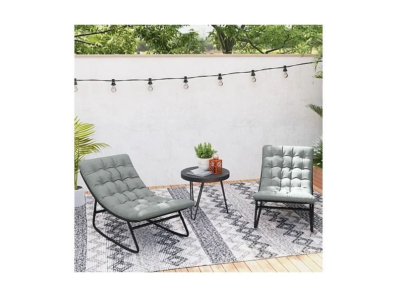 Lot de 2 chaises à bascule avec matelas SOPHY gris et noir