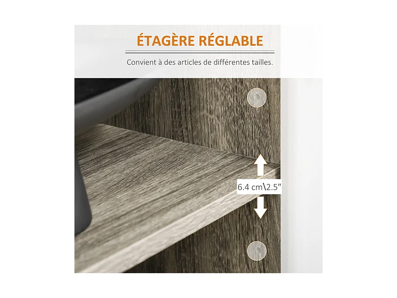 Buffet scandinave 4 portes NETON aspect bois gris et blanc