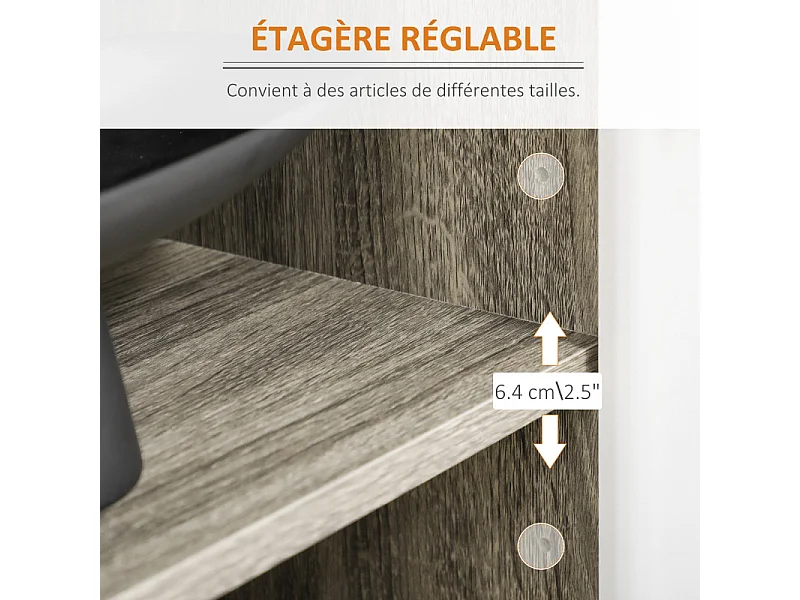 Buffet scandinave 4 portes NETON aspect bois gris et blanc