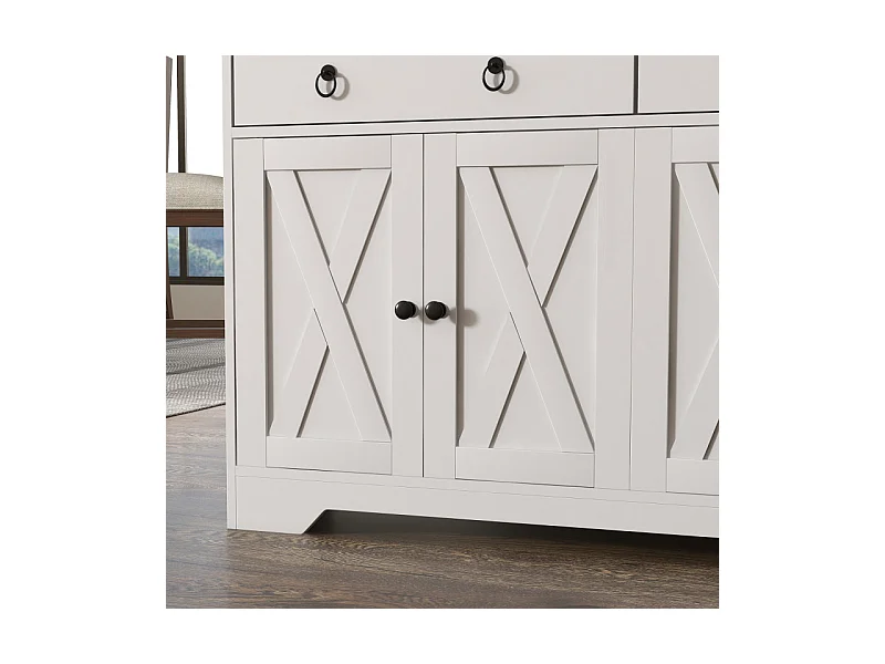 Buffet multi-rangement COUNTY blanc et aspect bois
