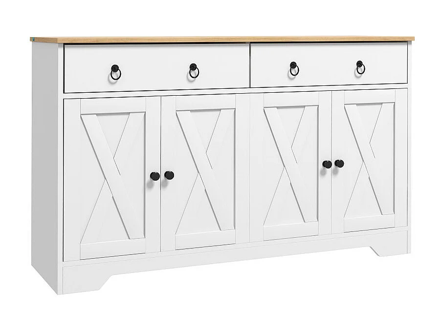 Buffet multi-rangement COUNTY blanc et aspect bois