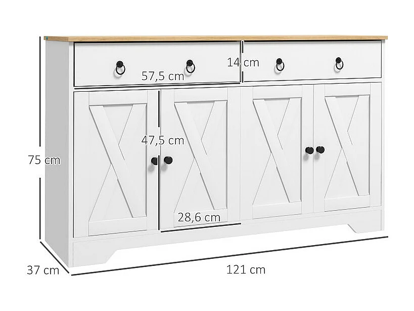Buffet multi-rangement COUNTY blanc et aspect bois