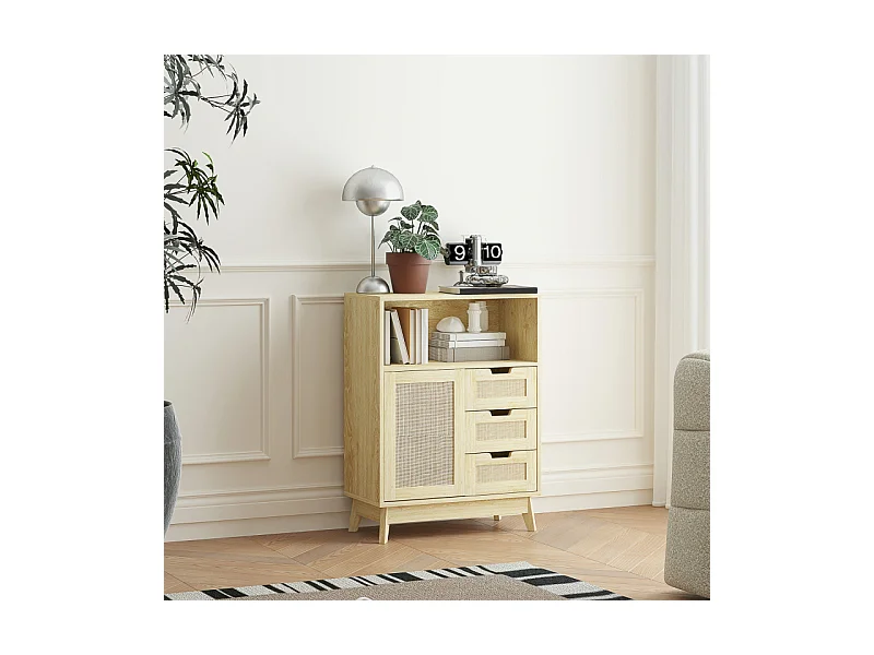 Buffet bas SEED bois et rotin