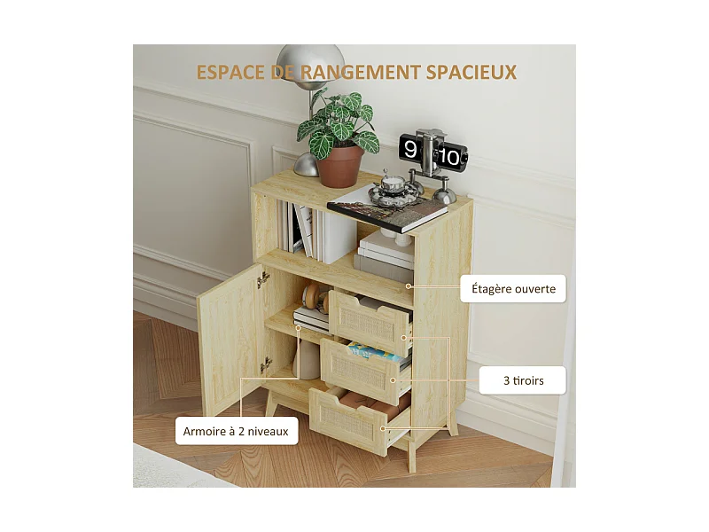 Buffet bas SEED bois et rotin