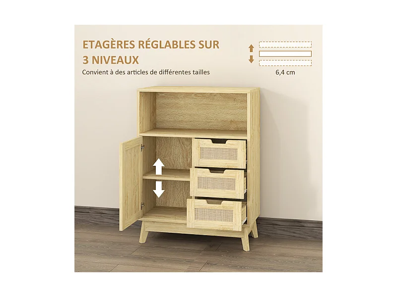 Buffet bas SEED bois et rotin