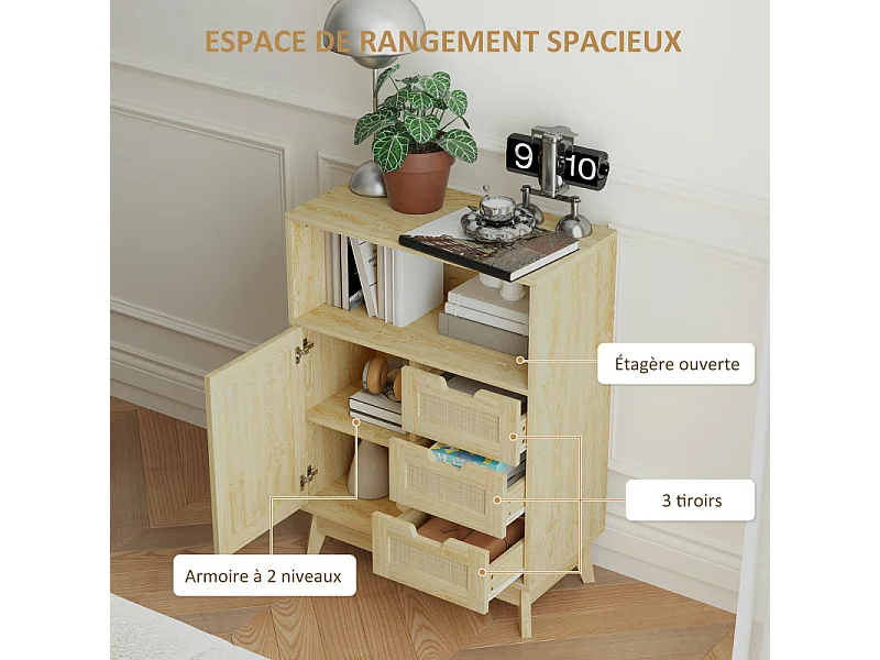 Buffet bas SEED bois et rotin