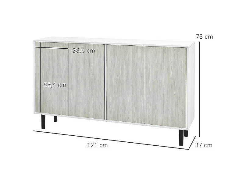 Buffet design contemporain - 4 portes, 2 étagères