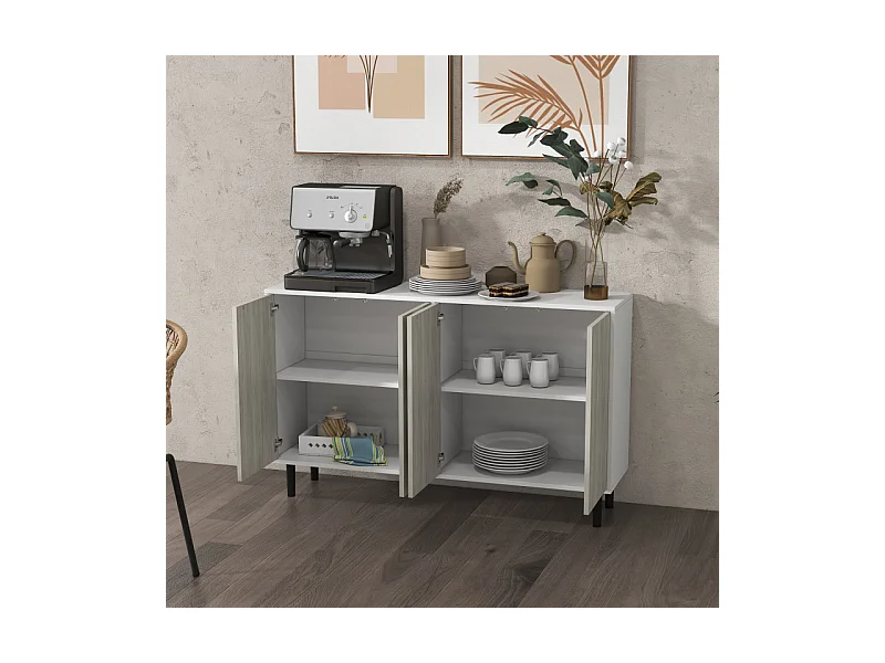 Buffet design contemporain - 4 portes, 2 étagères