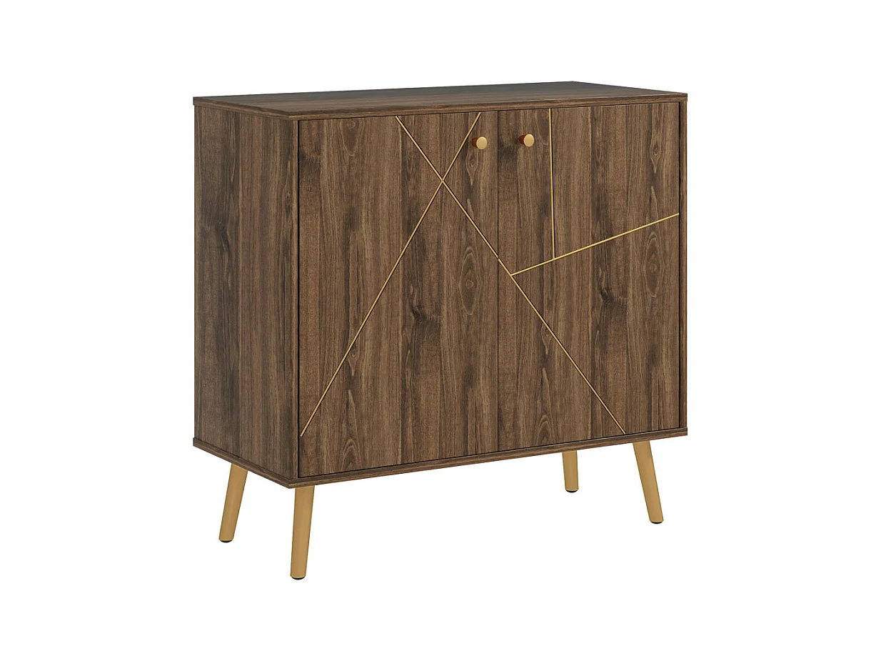 Buffet design 2 portes HUNTER marron et doré