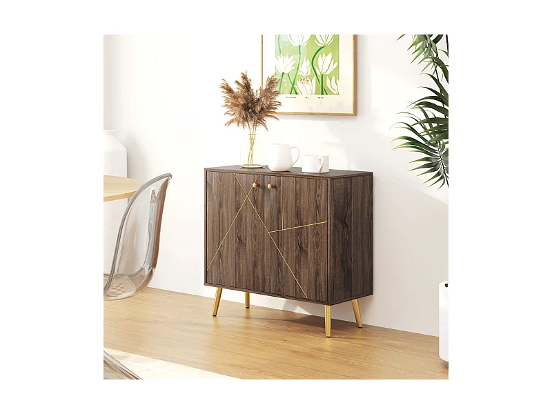 Buffet design 2 portes HUNTER marron et doré